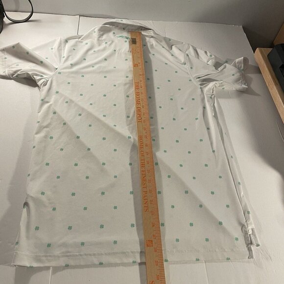 Straight Down Performance Golf Polo Shamrocks Print Men Size Small Duck Hunt - Picture 2 of 12